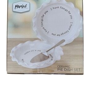 Parini Ceramic Pie Dish Set Multicolor Two-Piece Oven Safe modern farm house NIB